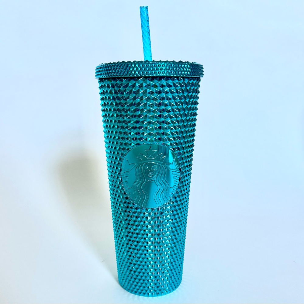 STARBUCKS 24oz TUMBLER LIMITED EDITION FAVORITE METALLIC TURQUOISE CRYSTAL CUT